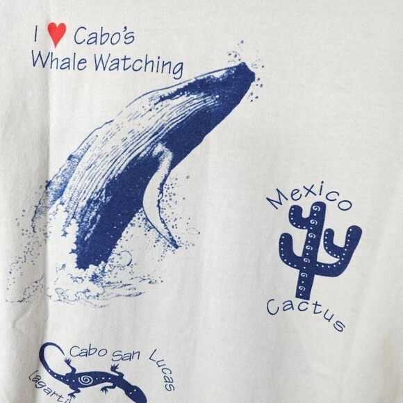 Whale Watching T Shirt Mens Size Large Vintage Y2K Humpback Cabo San Lucas Gecko - Picture 4 of 7